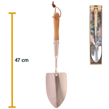 Schop - ↑ 47 cm - RVS - Essenhout - Schep voor in de tuin in geschenkdoos